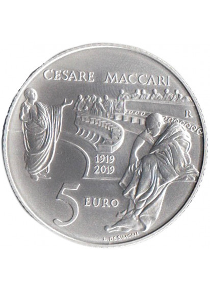 2019 - Italia 5 Euro Ag Cesare Maccari Fior di Conio